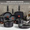 T-fal Ultimate Hard Anodized Nonstick Cookware Set 14 Piece, Oven Broiler Safe 400F, Lid Safe 350F, Kitchen Cooking Set w/ Fry Pans, Saucepans, Griddle, Dutch Oven, Pots & Pans, Dishwasher Safe, Black - Image 3