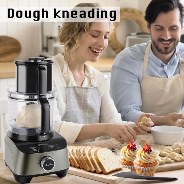 14 Cup Food Processor, French-Fry-Cutter, Blending, Mixing, Shredding, and Slicing, Meat and Vegetable Chopping, Doughing for Home Use, Mincing, and Pureeing,4 Speeds, Large Feed Chute,700W - Image 2