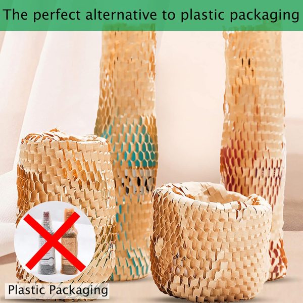 onesimcr Honeycomb Packing Paper Wrap 15"x131' Sustainable Alternative to Bubble Wrap for Moving/shipping/packing Roll with 20 Fragile Sticker Biodegradable & Fully Recylable… - Image 2