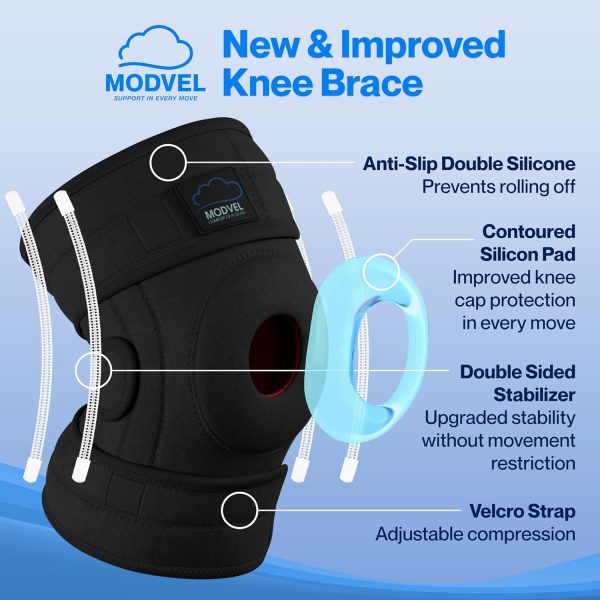 Modvel ELITE Knee Brace for Women & Men with Side Stabilizers - Patella Gel Pads Brace for Meniscus Tear for Knee Pain Support, ACL Knees Braces for Men Running, Workout, Arthritis & Joint Recovery - Image 4